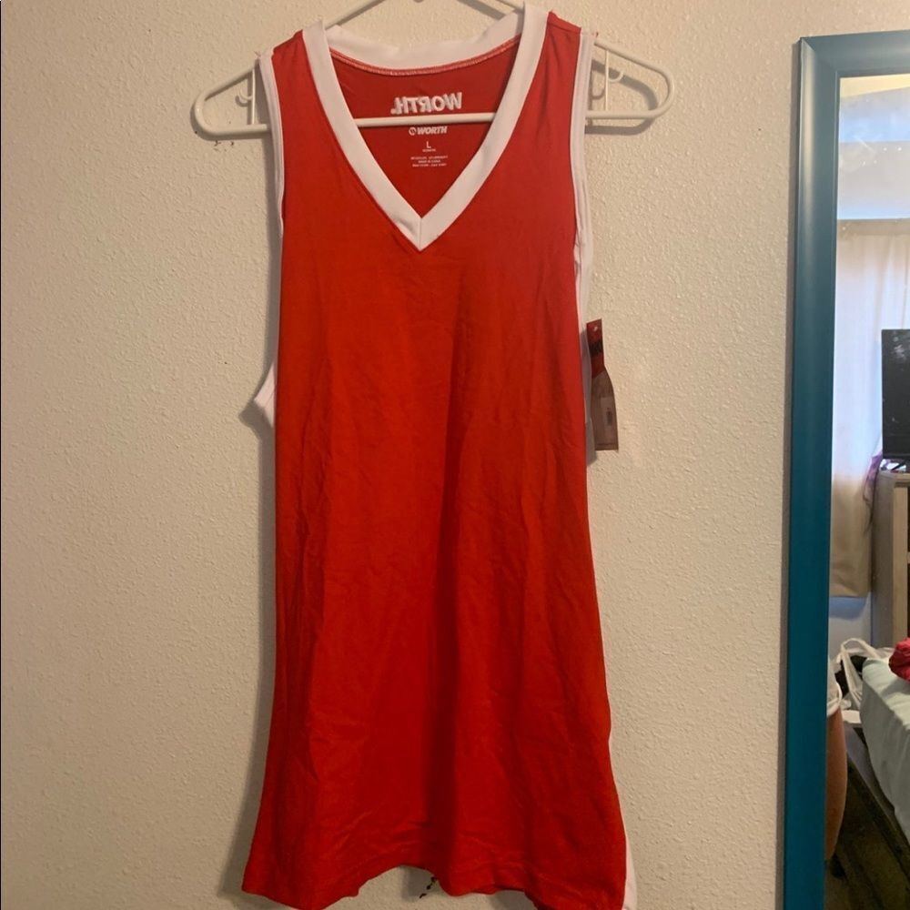 WORTH‎ NEW Large Red and White Tank Top
